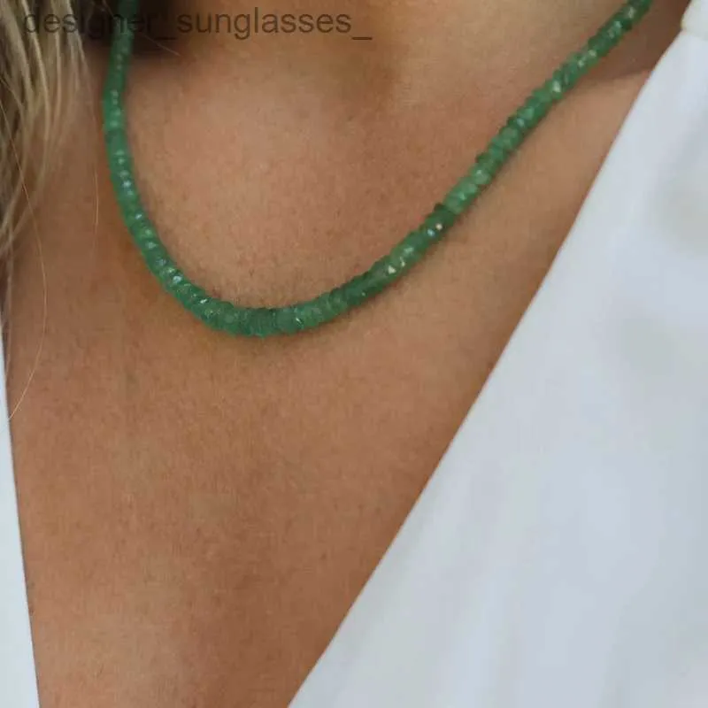 Pendant Necklaces 2023 New Faceted beads Necklace Bracelet Green Crystal Choker Women Female Jewelry Party GiftL231218