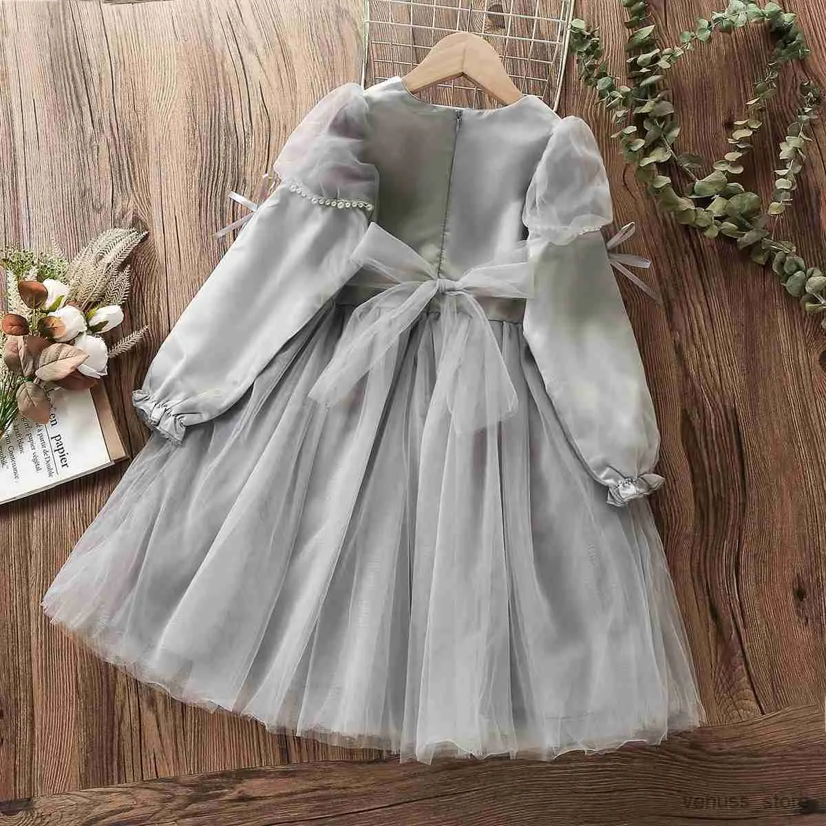 Mädchenkleider Kinder Partykleider für Mädchen Outfits Hochzeit Babykleidung Prinzessin Kleid Grau Kinderkostüme Frühling Herbst 4 6 8 10 12 Jahre