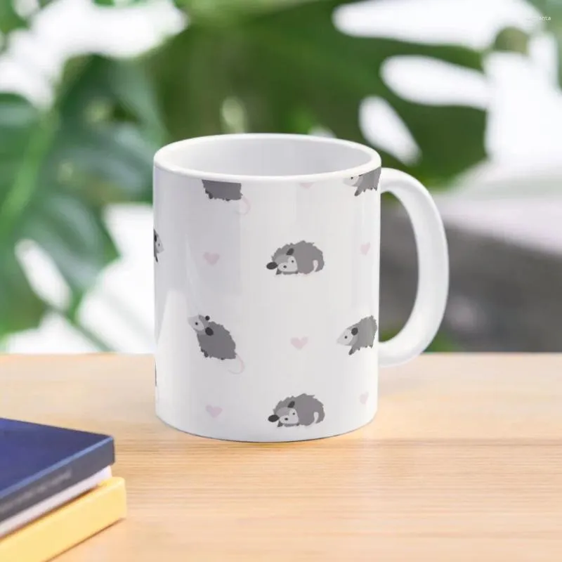 Tazze Stampa Opossum con cuori Tazza da caffè Tazza in ceramica Vetro