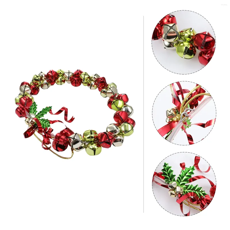 Dekorativa blommor Xmas Jingle Bell Ornament Christmas Wreath Artificial Flower Garland Door Hanging