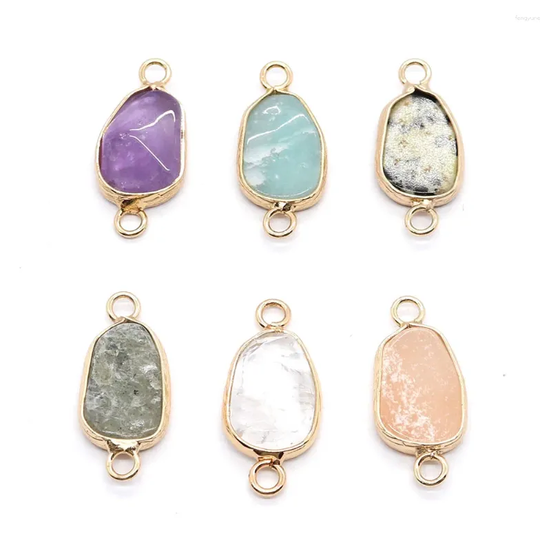 Charms Naturstein Reiki Amethyst Doppelloch-Stecker-Anhänger für Schmuckherstellung, DIY-Halsketten, Ohrringe, mehrere Stile