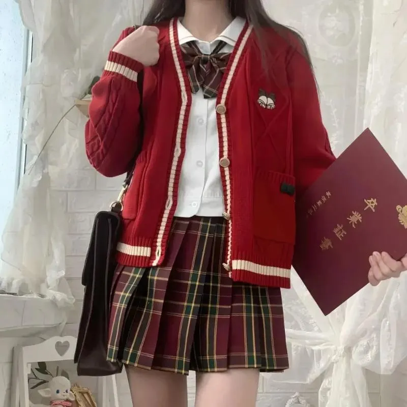 Set di abbigliamento Uniforme scolastica natalizia Cardigan lavorato a maglia Maglione Jk Gonna a pieghe scozzese da marinaio in stile giapponese Costume cosplay anime Donna Anno