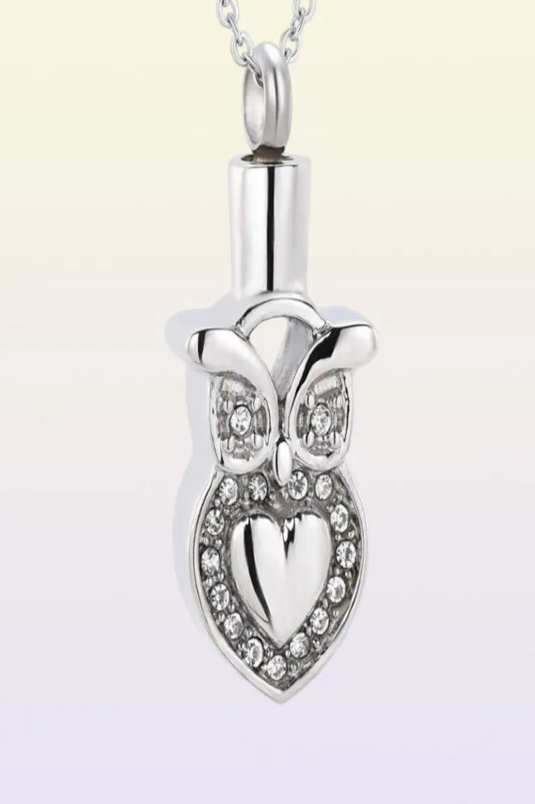 Owl With Crystal Memorial Urn Necklace PetHuman Ashes Funeral Urn