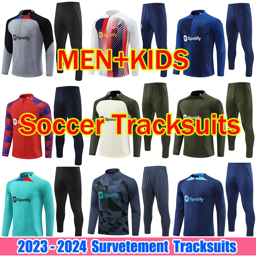 22/23/24 kids BarcelonaS Half Zipper Jacket 2023 Football TRACKSUIT training suit MEN soccer chandal futbol ANSU FATI MEMPHIS chandal jogging Survetement Jerseys