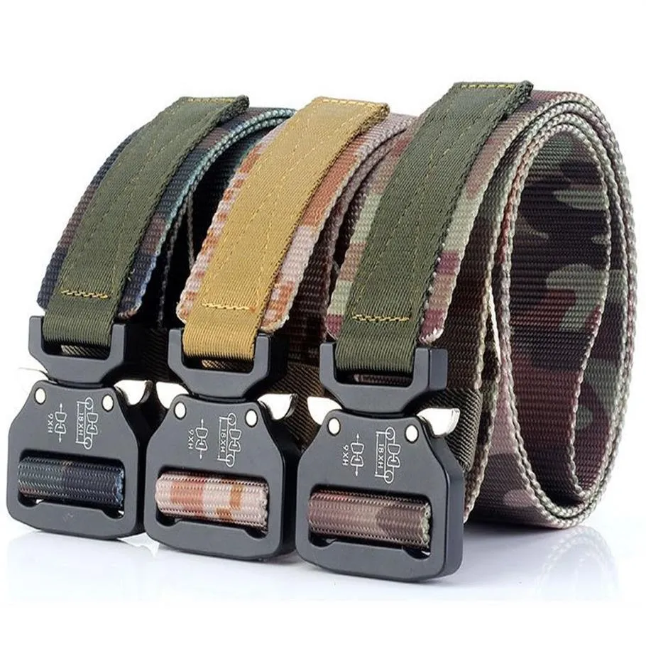 Ceintures tactiques pour hommes, ceinture de taille en nylon, boucle en métal robuste, ceintures militaires réglables pour hommes en plein air à dégagement rapide J217f