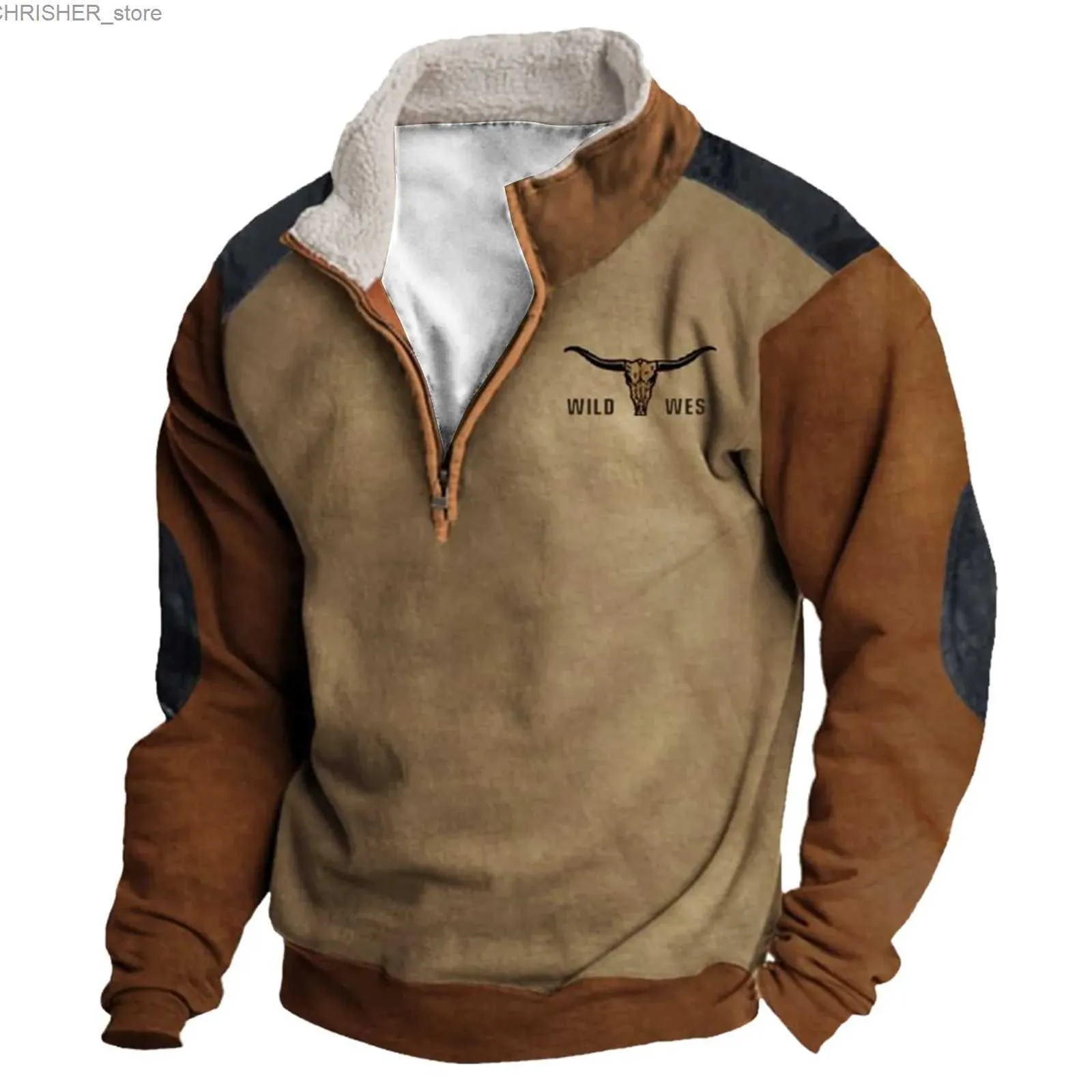 Jaquetas táticas vintage masculino retalhos inverno moletom confortável impressão gola de lã manga comprida hoodies moda pulôver suéteresL231218