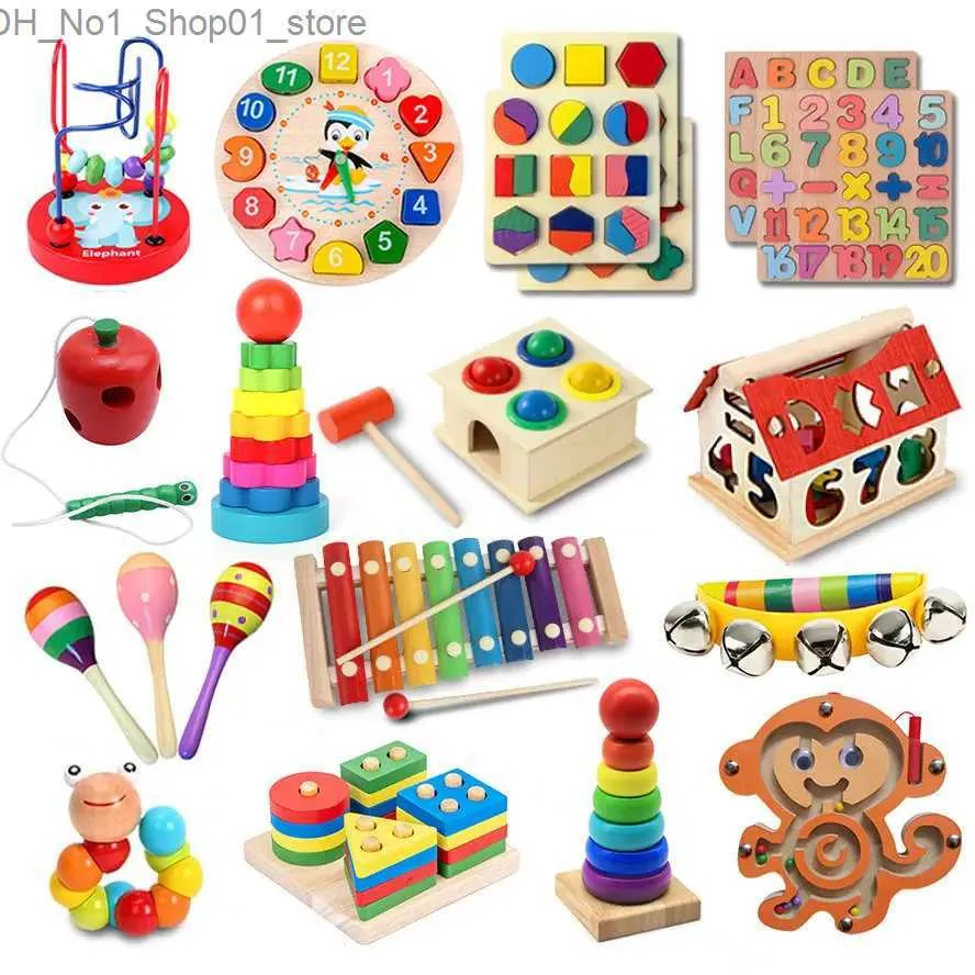 فرز تداخل التراص ألعاب Montessori Wooden Toys Development Development Montessori Toys Kids Child Puzzle Toys for Children 1 2 3 Q21218