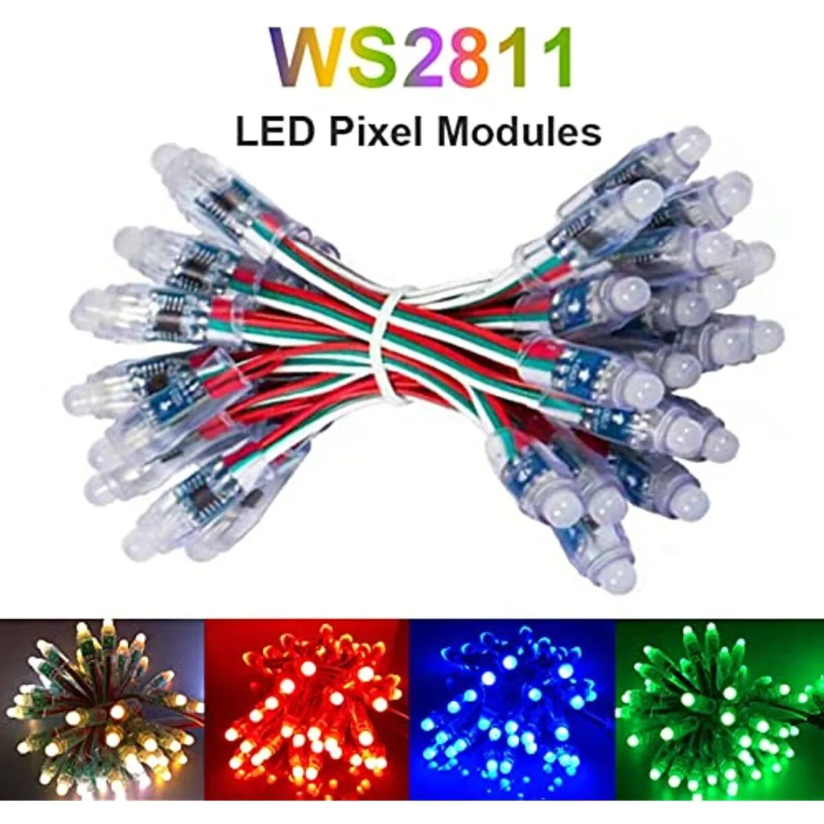 50st WS2811 2811 IC RGB fullfärg 12mm pixlar Digital adresserbar 5V 12V Dream Color LED -pixlar Modul IP68 Vattentät ljus