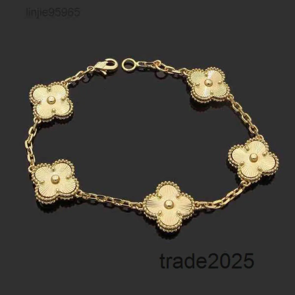 Designer pulseiras van trevo pulseira link corrente pulseira cleef clover moda feminina 18k pulseiras de ouro jóias 2023 12222