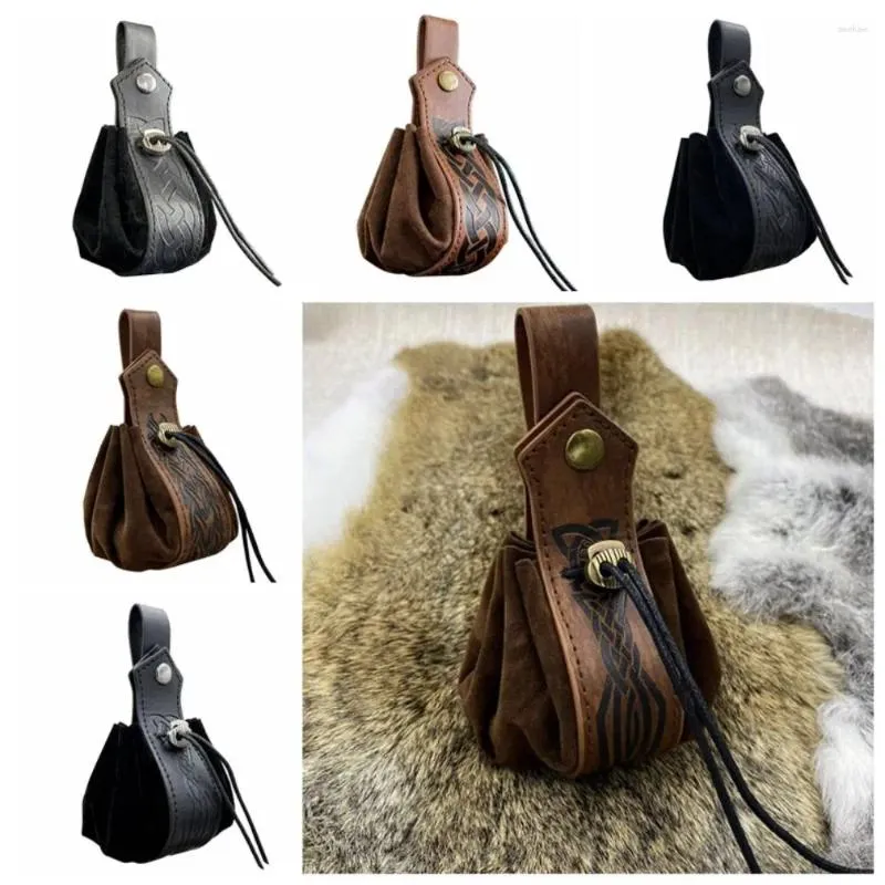 Shoppingväskor dagligen slitage steampunk dragstring påse medeltida bälte väska nordisk bärbar myntväska midja viking stil vattentät