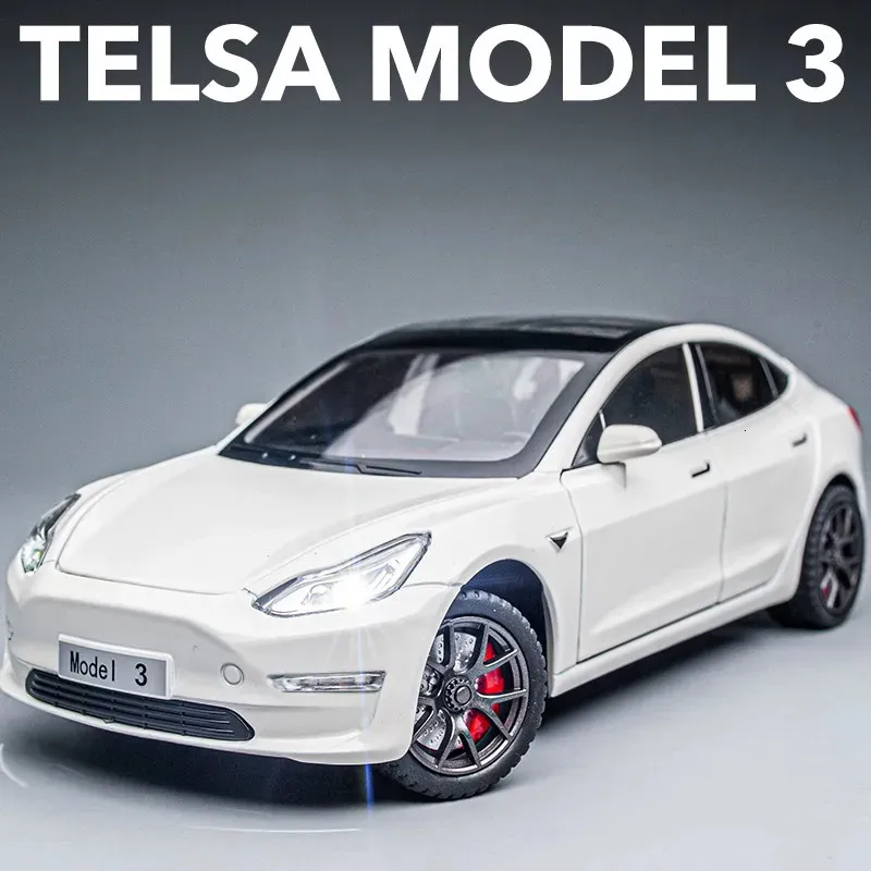 Electric RC Car 1 24 Tesla Model 3 Y S X Alloy Die Cast Sound and Light Children S Toy Collectibles Birthday Present 231218