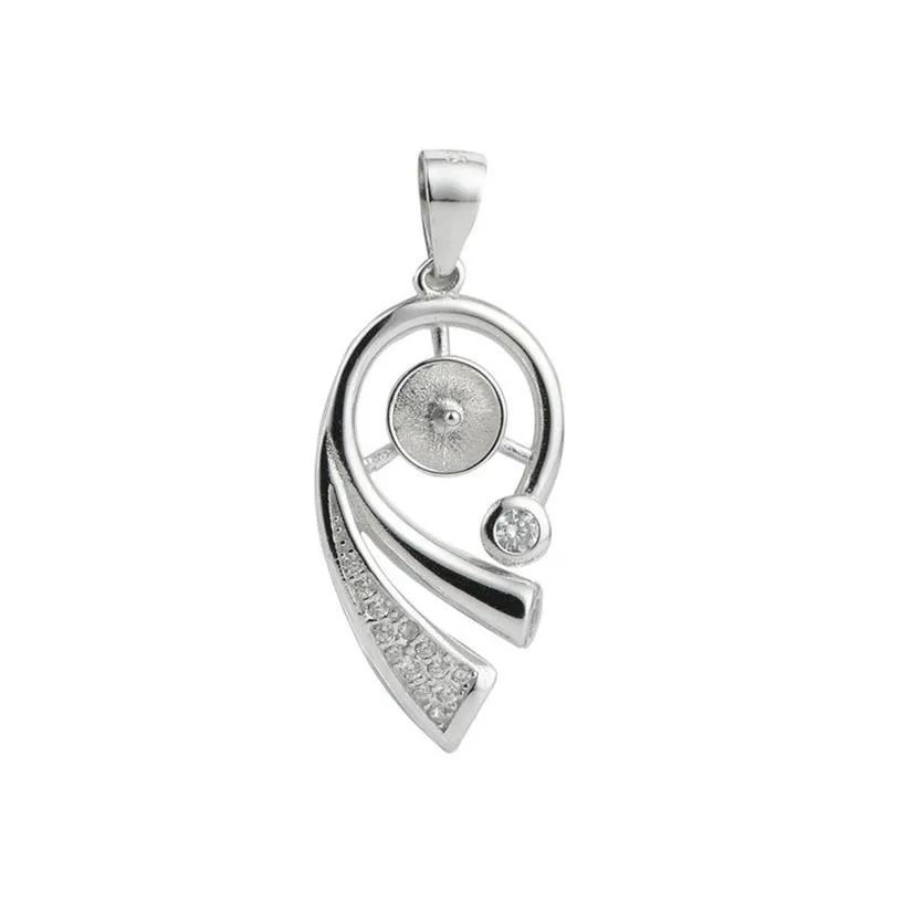 925 argent Sterling blanc pendentif paramètres Base cubique zircone perle résultats bricolage fabrication de bijoux 5 pièces 2422