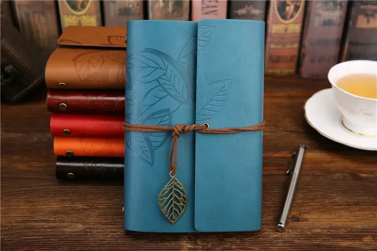 Vintage Retro Loose-leaf Notebook Faux Leather Leaf Notepad Journal Diary Gift