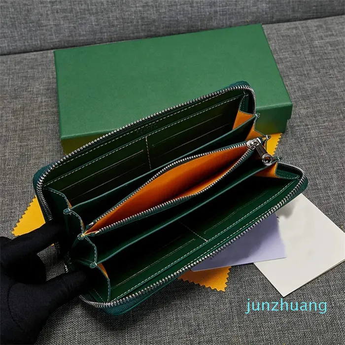 Designer -zipper style wallets men women long purse top quality leather holder and coins zipper bag