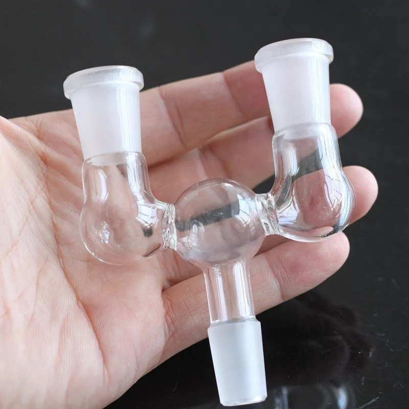 One turn two Glass Drop Down Dropdown double bowl adapter Hookahs 14mm 18mm male to female for Bong Water Pipes