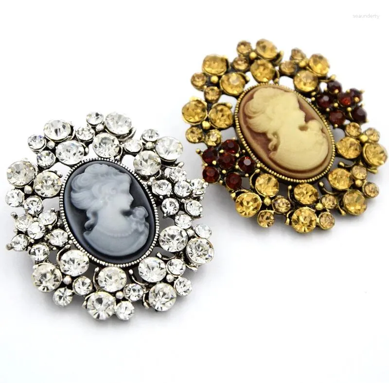 Broches Hoge kwaliteit prachtige Oostenrijkse kristallen Vintage Fashion Lady Cameo broche Victoriaanse stijlvolle damespin