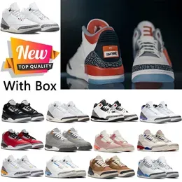 With Box New Jumpman 3s Men Basketball Shoes White Cement Reimagined Lightning Black Cat Fire Red White Oreo o Things Sports Sneakers Mens Women Trainers Eur 36-47