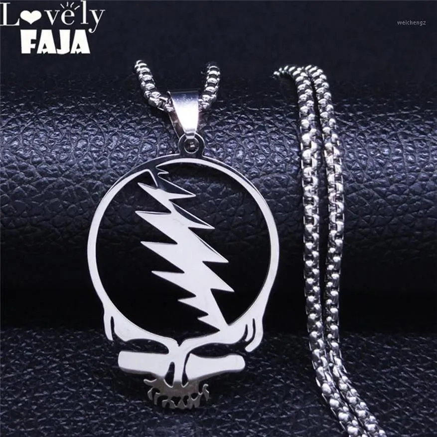 Pendant Necklaces Skull Stainless Steel Chain Necklace For Men Women Silver Color Jewelry Cadenas Mujer N4206S031200H