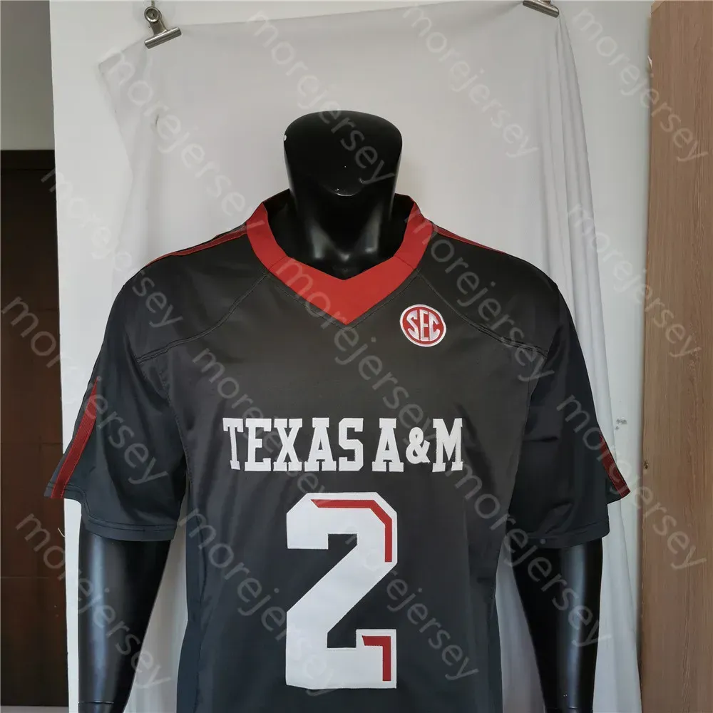 NCAA College Texas A&M Aggies Football Jersey Johnny Manziel Black Size S-3XL All Stitched Embroidery