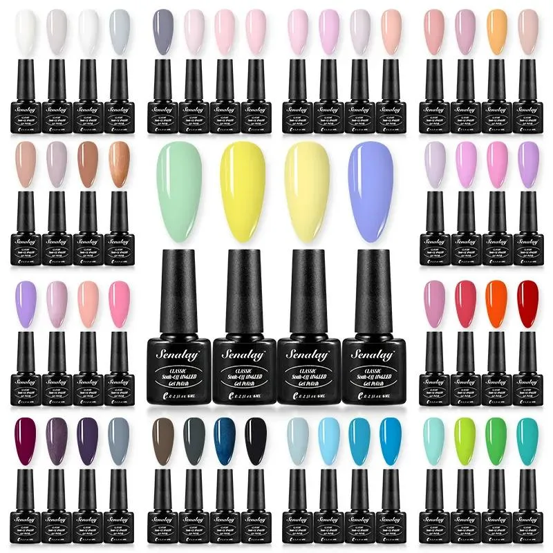 Kits Nail Art Kits SENALAY UV Gel Polish Set Kit Semi Permanent Soak Off Base Top Coat Hybrid Varnishes For Manicure