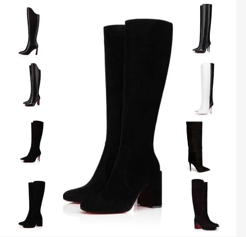 Moda inverno Eleonor Mulheres Joelho Bota Preta Couro De Bezerro Bota Bota Dedo Apontado Salto Stiletto Senhora Botas Festa Casamento EU35-43, Caixa Original