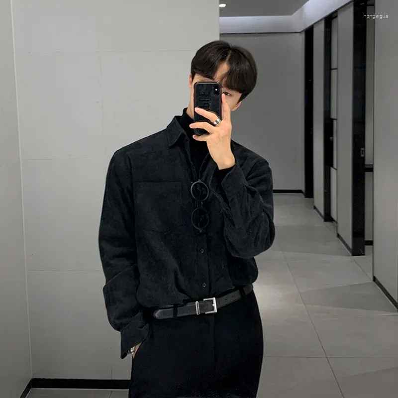 Мужские повседневные рубашки 2023, вельветовая рубашка, осенняя молодежная официальная одежда, корейская версия с длинными рукавами, трендовое пальто