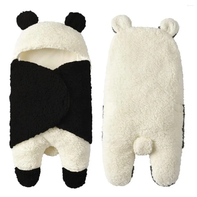 Blankets Born Baby Blanket Soft Baby's Cartoon Lamb Wool Black & White Hooded Swaddle