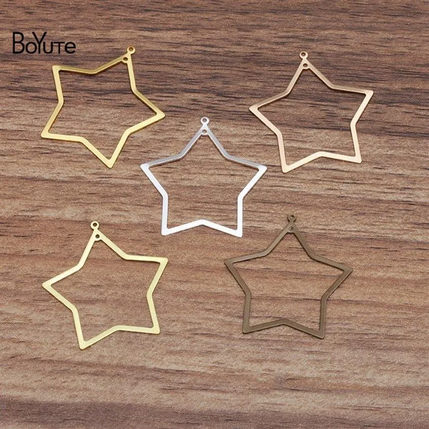 BoYuTe 100 Pieces Lot 29MM Star Charms Pendant Whole DIY Handmade Fililgree Metal Brass Jewelry Materials288N