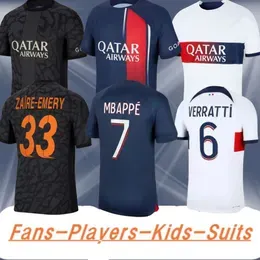 23 24 HAKIMI Soccer Jerseys SERGIO RAMOS VERRATTI DANILO SANCHES MbaPpeS Maillots Shirt Men Kit Sets Uniform Enfants PsGEs Football Kids