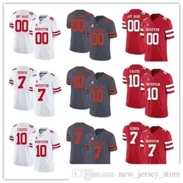 Custom NCAA  Cougars College Football Wear Any Number Name Red White Gray #7 Case Keenum 10 Oliver 4 D'eriq King UH Jersey Ed