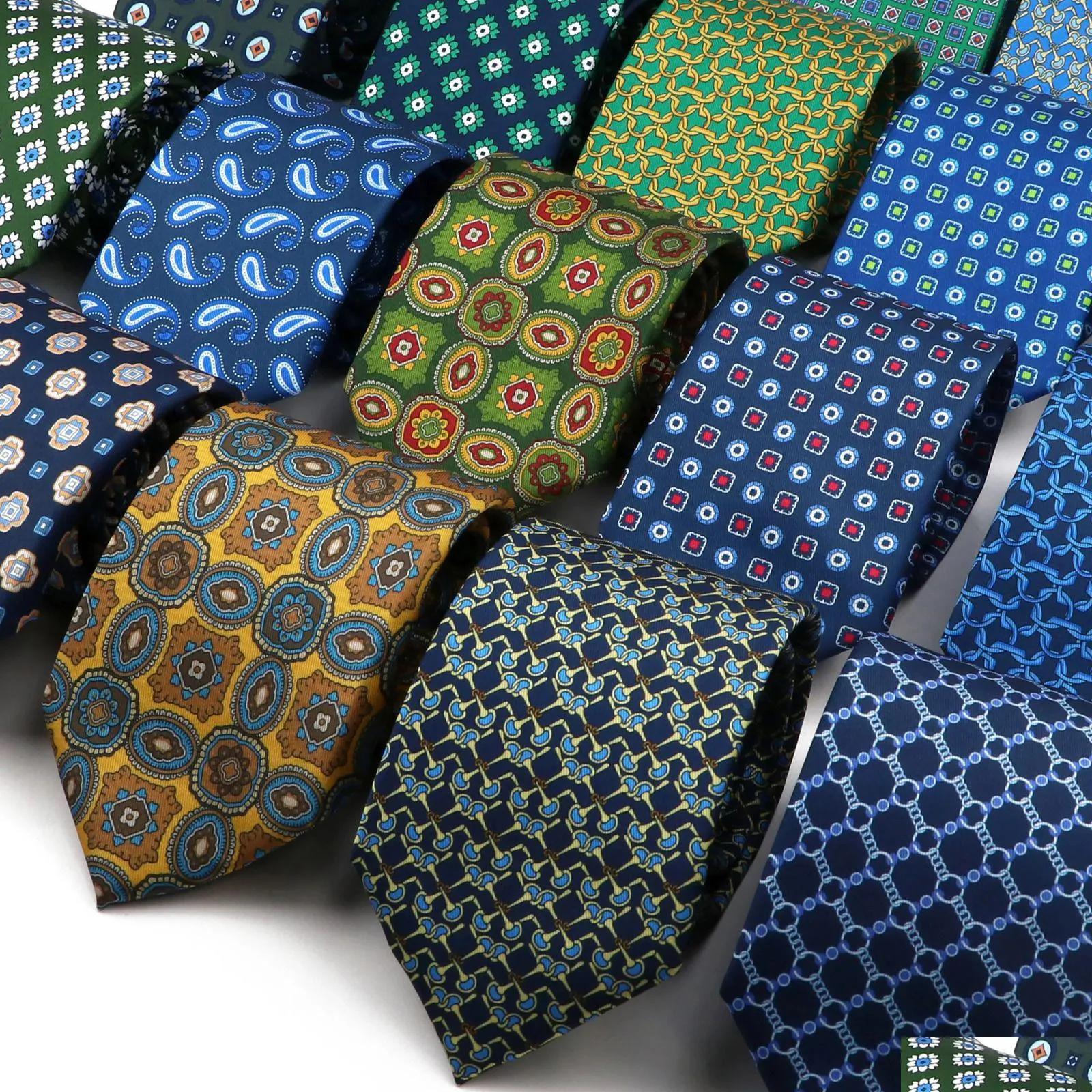 Nackband nacke slipsar högkvalitativ mjuk siden 51 färg mode 75 cm geometriska mönster slips för män bröllop affärsmöte kostym grava dhmna
