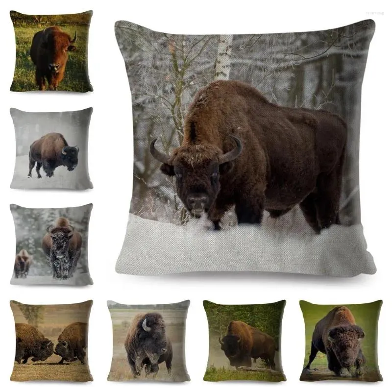 Pillow African Wild Bison Animal Luxury Body Throw Case Cover Home Living Room Decorative Pillows For Sofa Bed Car 45