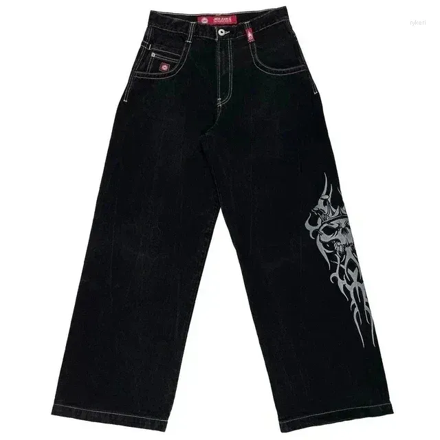 Jeans da donna Streetwear JNCO Y2K Harajuku Uomo Donna Hip Hop Grafica Retro Blu Baggy Denim Pantaloni Goth Pantaloni larghi a vita alta