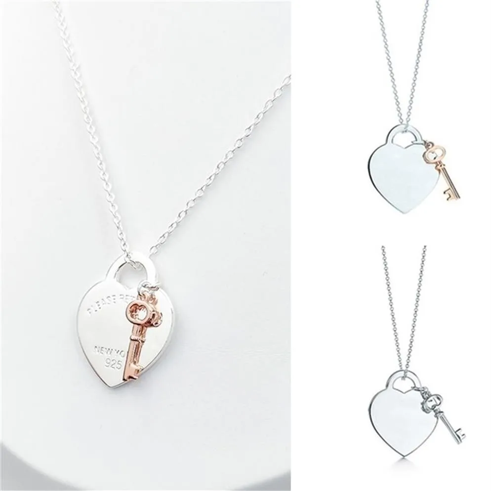 Hart En Sleutel Hanger Ketting Voor Vrouwen 11 925 Zilveren Sterling Luxe Sieraden Geschenken Co Drop 220412227Z