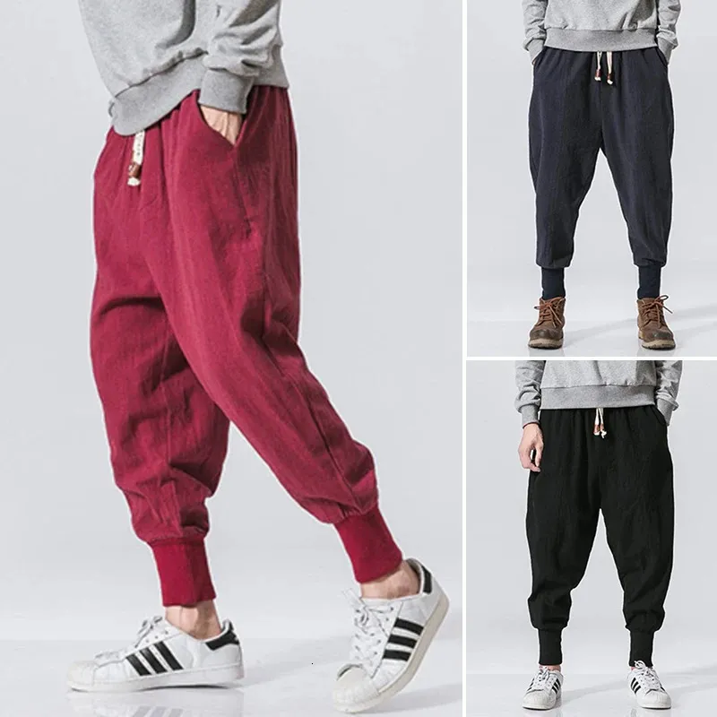 Calças masculinas preto vermelho hip hop streetwear moda jogger harem calças homem casual sweatpants masculino tamanho grande 5xl 231218