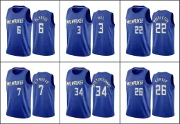 Milwaukee''Bucks''Men Khris Middleton Eric Bledsoe Giannis Antetokounmpo Navy City New Uniform Basketball Jerseys