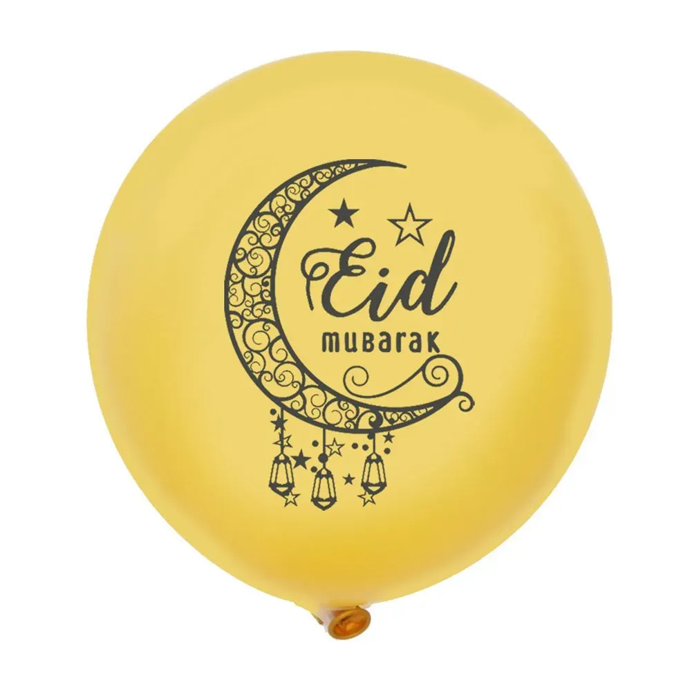 12inch Latex Eid Mubarak Confetti Balloon Party Decoration Muslim Foil-Balloon 30cm Moon Star Foil Mylar Balloon; Party-Supplies Custom Design