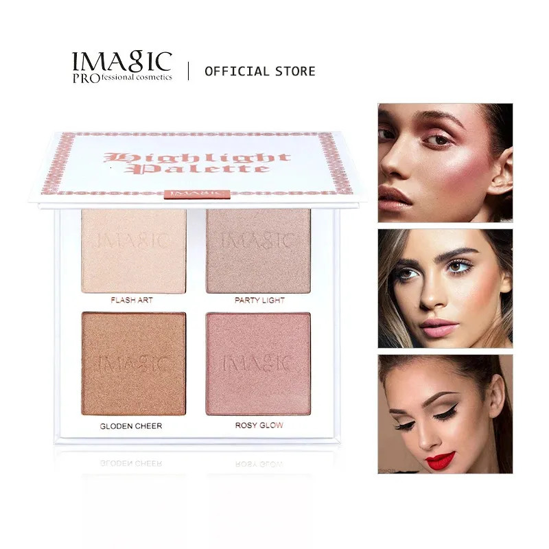 Blush Imagic 4-Color Highlighter Con för Face Bronzer Face Makeup Combination Palette Långvarig Brighten Skin Cosmetics 231218