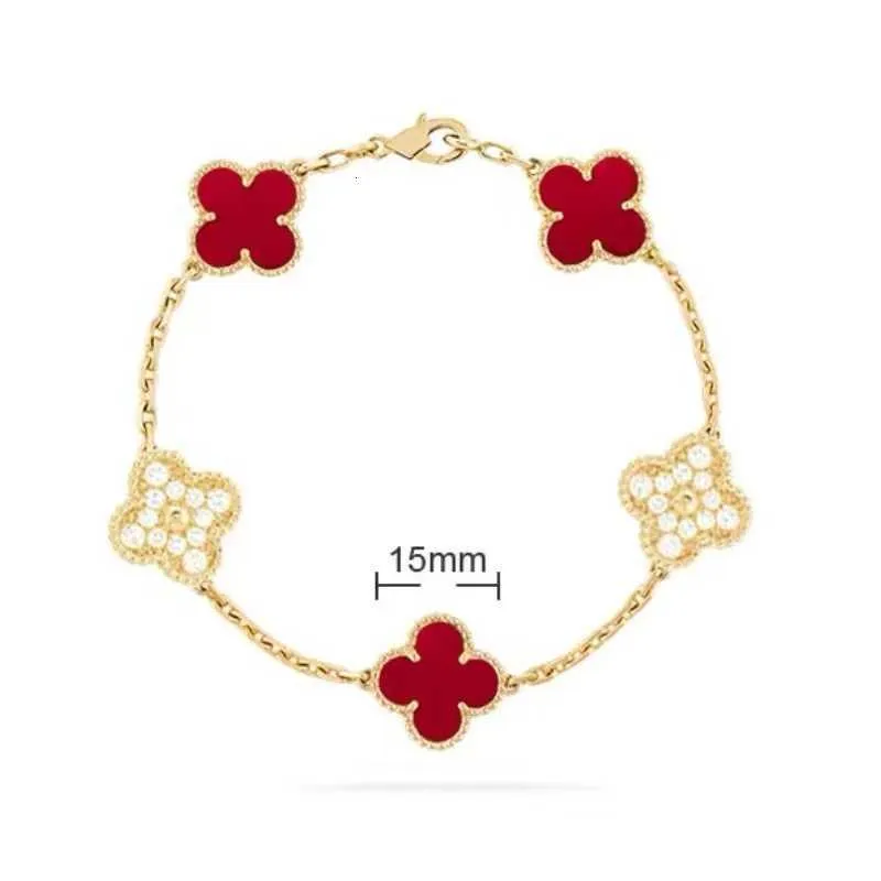 Van 4/Four Leaf Clover Charm 6 Colors Bracelets Bangle Chain 18k Gold Agate Shell of Pearl for Women Girl Wedding Wholesale 2024 V54L