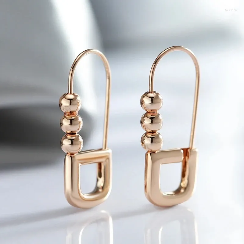 Dangle Earrings Wbmqda Unique Gloosy Pin Shape Drop For Women 585 Rose Gold Color Fashion Daily Party Fine Jewelry Accessories