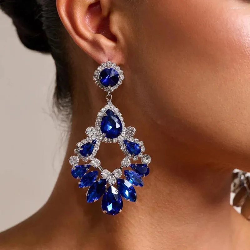 Dingle örhängen stonefans blå droppe 2023 för kvinnor smyckesdesigner mode kristall bröllop uttalande tillbehör