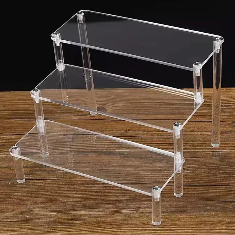 2 Stuks Acryl Risers Display Stand, 3 Gelaagde Display Plank 2 Stuks Acryl Risers Display Stand, 3 Gelaagde Display Plank