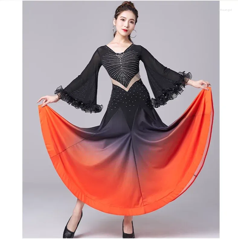 Stage Wear X2163 Lady Modern Dancing Dress Women's Waltz Social Dance Costumes Latin Suit Performance