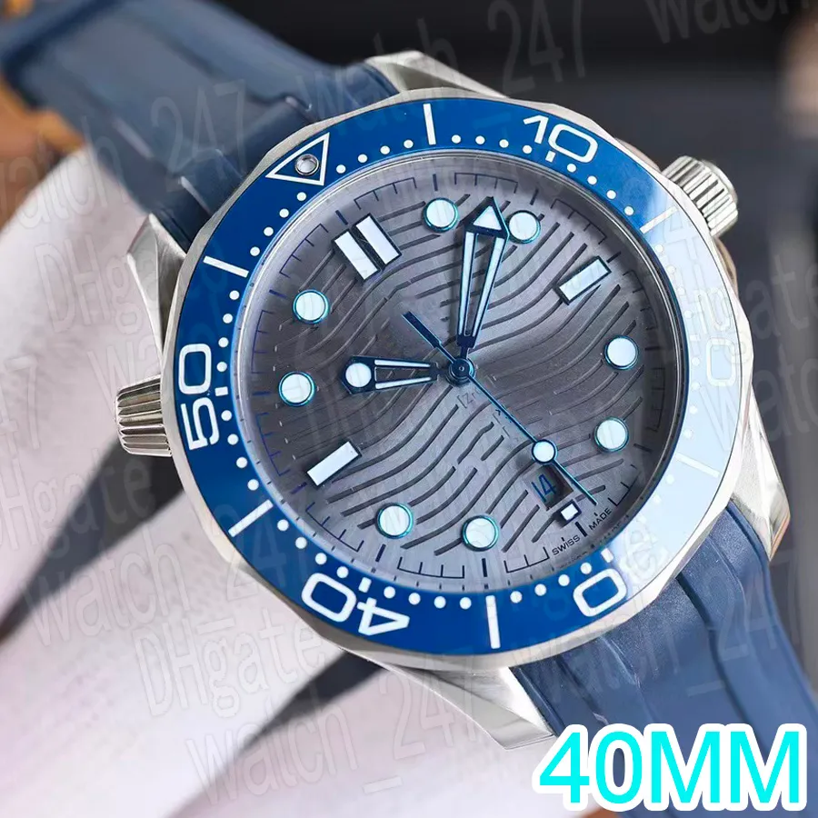 Montre de luxe en caoutchouc pour hommes, bracelet en caoutchouc, design de luxe, 40mm, lunette en céramique, lumineuse, étanche, mouvement mécanique, montre-bracelet de luxe