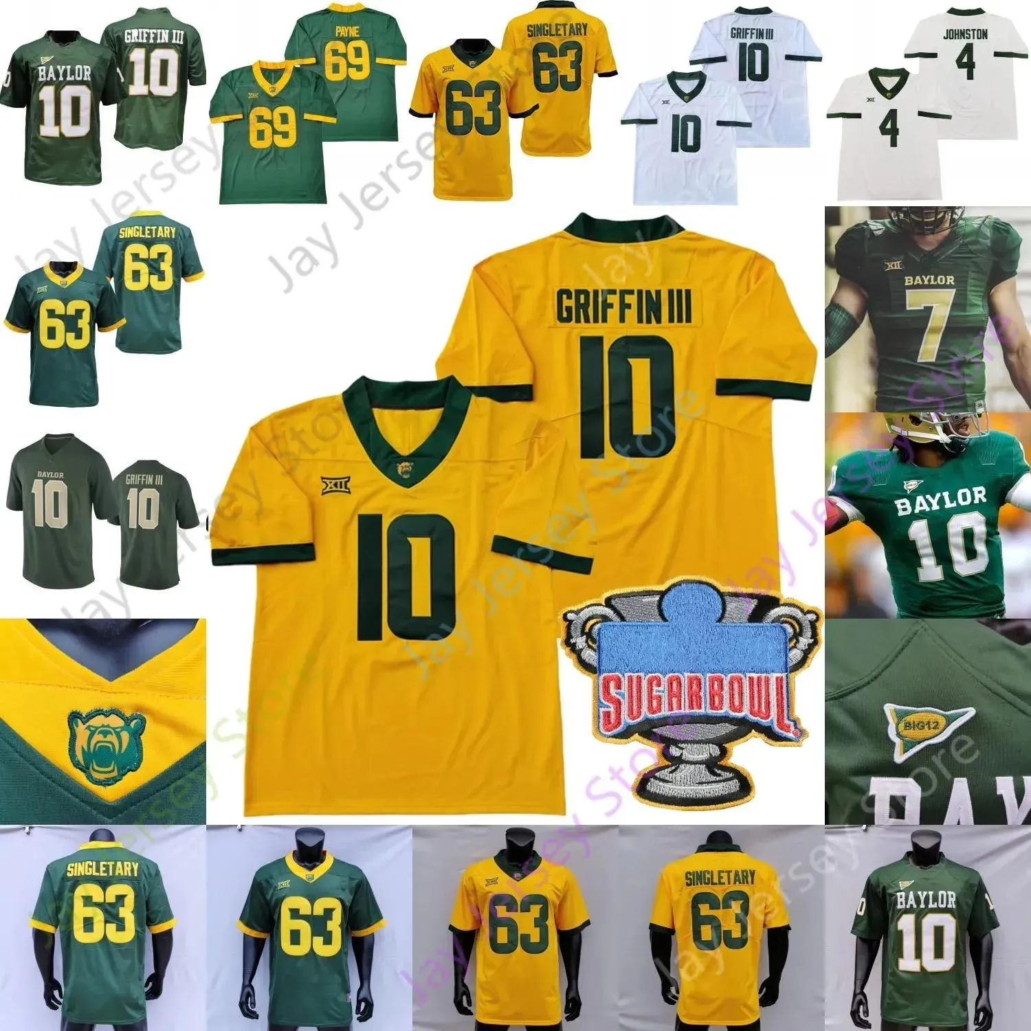 CUSTOM Baylor Football Jersey NCAA College RG3 Robert Griffin III Blake Shapen Qualan Richard Reese Hal Presley Jones Neal Baldwin Wil