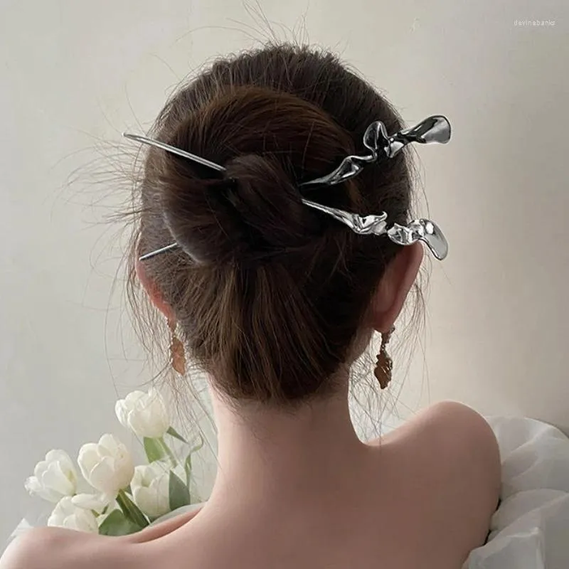 Fermagli per capelli Bastoncini geometrici in metallo cinese Forcine per capelli Chopstic vintage Clip per donna Copricapo da sposa Accessori per gioielli Regali