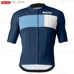 Cycling Jersey Sets RX MAVIC Men`s Summer Cycling Set Cycling Breathab Short Seve Road Bike UV Protection Racing Suit Cycling Competition Set Q231107