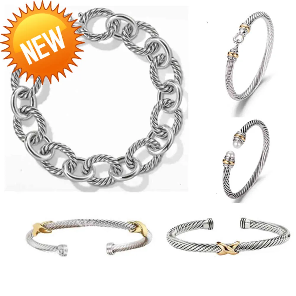 DY Bracelet Designer Cable Bracelets Fashion for Women Men Gold Sier Sier Pearl Cross Bangle Bracelet Open Cuff Dy Jewelry Man Party Christmas Gift