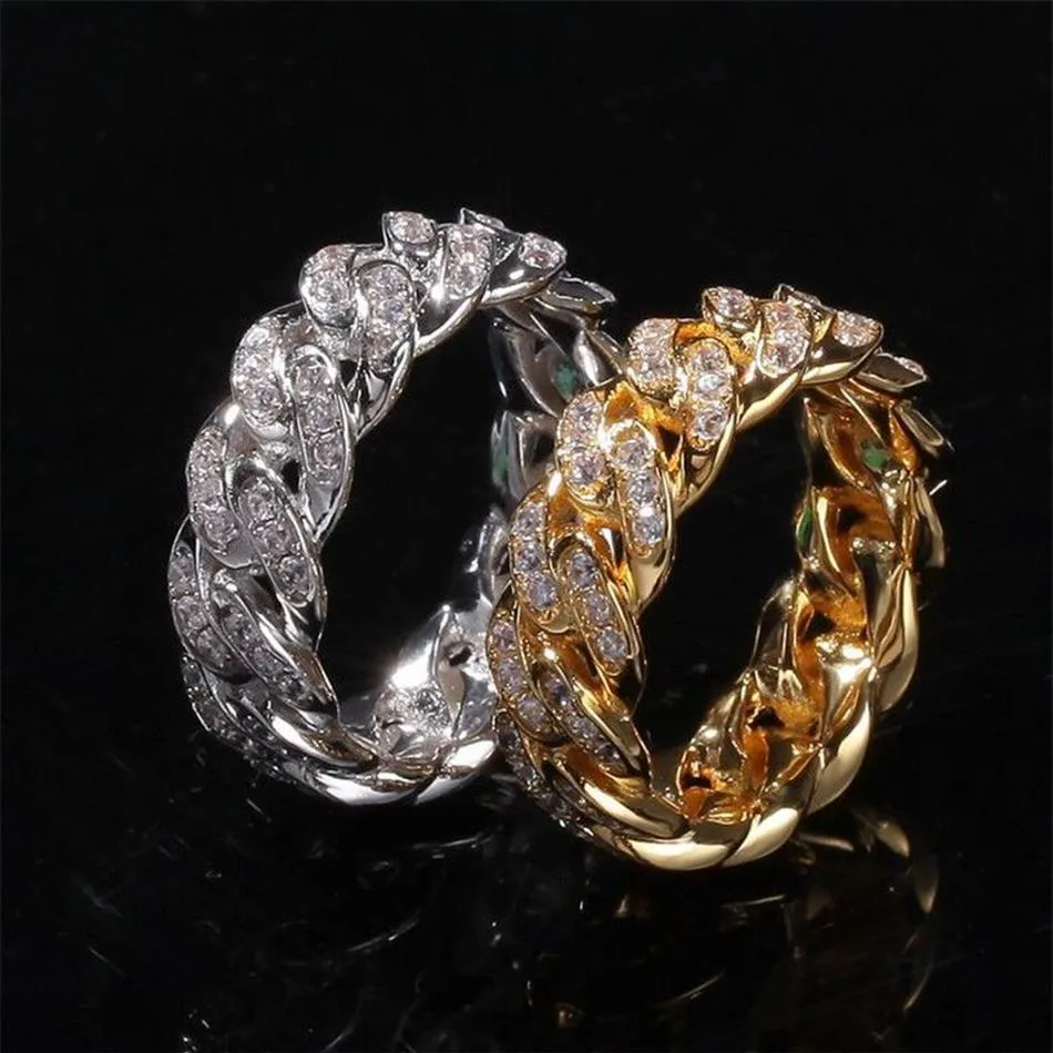 Hip Hop vintage biżuteria obrączki Guba 18K białe złoto wypełnienie pełne 3A Cyrkon Sparkling Party Eternity Cz Diamond Women Woman 293r