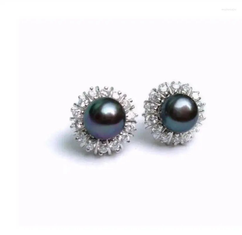 Orecchini pendenti Orecchino di perla naturale nera Akoya da 8-9 mm
